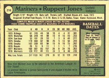 1979 O-Pee-Chee #218 Ruppert Jones Back