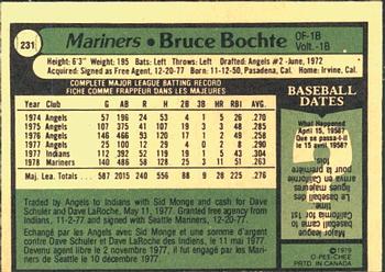 1979 O-Pee-Chee #231 Bruce Bochte Back