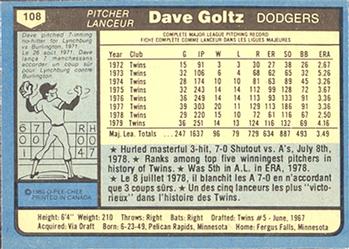 1980 O-Pee-Chee #108 Dave Goltz Back