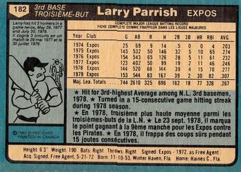 1980 O-Pee-Chee #182 Larry Parrish Back