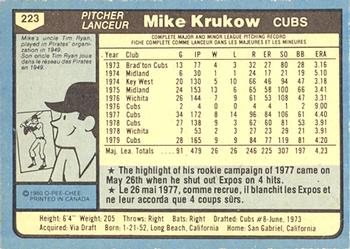 1980 O-Pee-Chee #223 Mike Krukow Back
