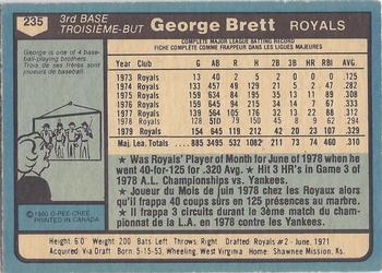 1980 O-Pee-Chee #235 George Brett Back