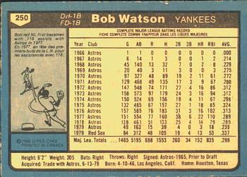 1980 O-Pee-Chee #250 Bob Watson Back