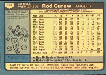 1980 O-Pee-Chee #353 Rod Carew Back