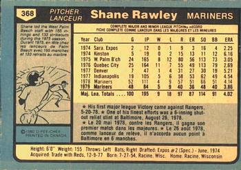 1980 O-Pee-Chee #368 Shane Rawley Back