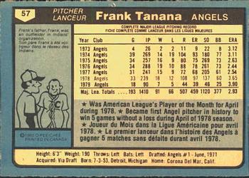 1980 O-Pee-Chee #57 Frank Tanana Back