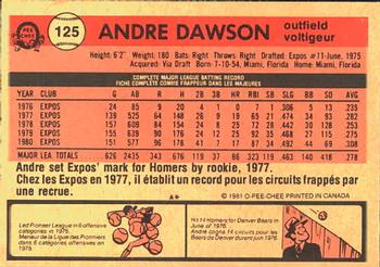 1981 O-Pee-Chee #125 Andre Dawson Back