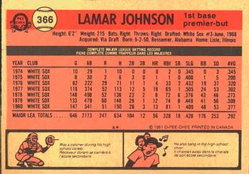 1981 O-Pee-Chee #366 Lamar Johnson Back