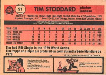1981 O-Pee-Chee #91 Tim Stoddard Back