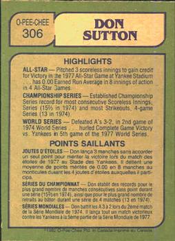 1982 O-Pee-Chee #306 Don Sutton Back