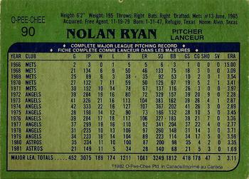1982 O-Pee-Chee #90 Nolan Ryan Back