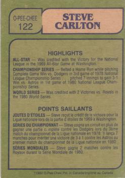 1982 O-Pee-Chee #122 Steve Carlton Back