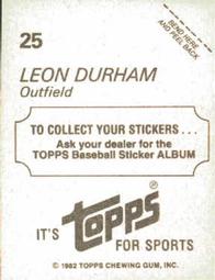 1982 Topps Stickers #25 Leon Durham Back