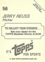 1982 Topps Stickers #56 Jerry Reuss Back