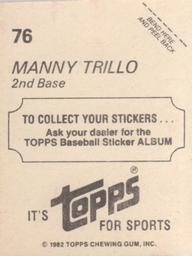 1982 Topps Stickers #76 Manny Trillo Back