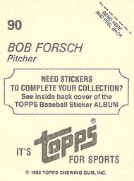 1982 Topps Stickers #90 Bob Forsch Back