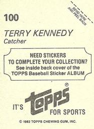 1982 Topps Stickers #100 Terry Kennedy Back