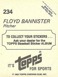 1982 Topps Stickers #234 Floyd Bannister Back