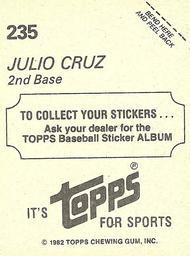 1982 Topps Stickers #235 Julio Cruz Back