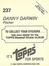 1982 Topps Stickers #237 Danny Darwin Back