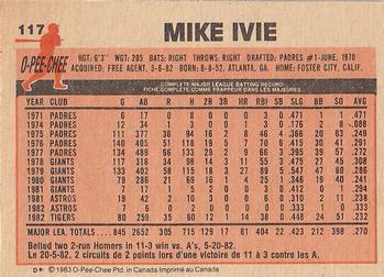 1983 O-Pee-Chee #117 Mike Ivie Back