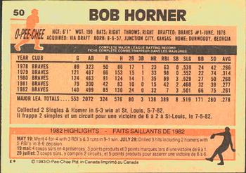1983 O-Pee-Chee #50 Bob Horner Back