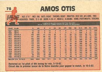 1983 O-Pee-Chee #75 Amos Otis Back