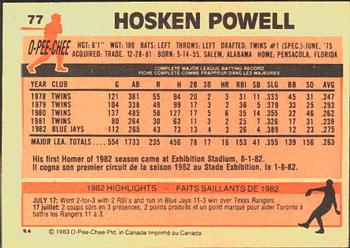 1983 O-Pee-Chee #77 Hosken Powell Back