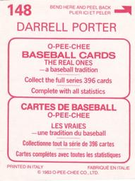 1983 O-Pee-Chee Stickers #148 Darrell Porter Back