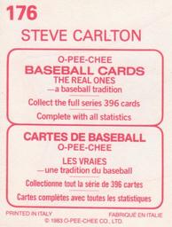 1983 O-Pee-Chee Stickers #176 Steve Carlton Back