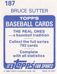 1983 Topps Stickers #187 Bruce Sutter Back