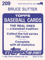 1983 Topps Stickers #209 Bruce Sutter Back