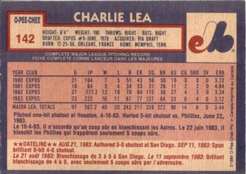 1984 O-Pee-Chee #142 Charlie Lea Back
