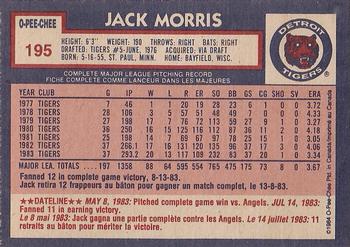1984 O-Pee-Chee #195 Jack Morris Back