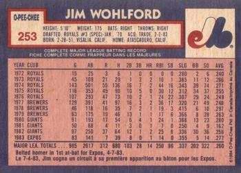 1984 O-Pee-Chee #253 Jim Wohlford Back