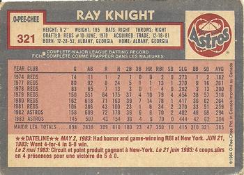 1984 O-Pee-Chee #321 Ray Knight Back