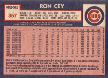 1984 O-Pee-Chee #357 Ron Cey Back
