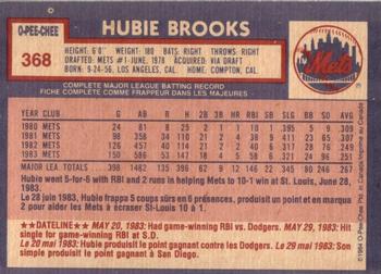 1984 O-Pee-Chee #368 Hubie Brooks Back