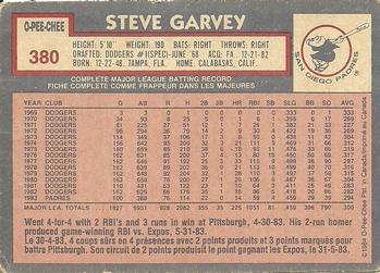 1984 O-Pee-Chee #380 Steve Garvey Back