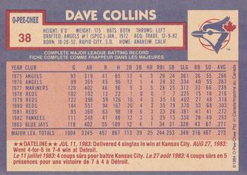 1984 O-Pee-Chee #38 Dave Collins Back