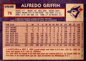 1984 O-Pee-Chee #76 Alfredo Griffin Back