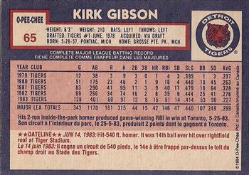 1984 O-Pee-Chee #65 Kirk Gibson Back