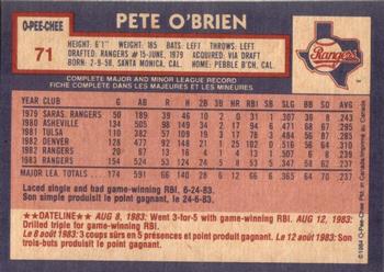 1984 O-Pee-Chee #71 Pete O'Brien Back