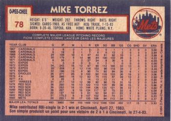 1984 O-Pee-Chee #78 Mike Torrez Back