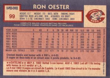 1984 O-Pee-Chee #99 Ron Oester Back