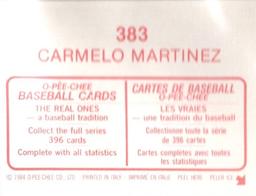 1984 O-Pee-Chee Stickers #383 Carmelo Martinez Back