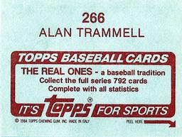 1984 Topps Stickers #266 Alan Trammell Back