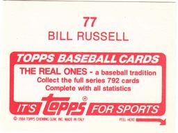 1984 Topps Stickers #77 Bill Russell Back