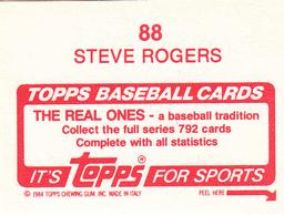 1984 Topps Stickers #88 Steve Rogers Back