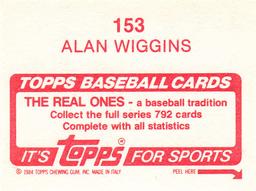 1984 Topps Stickers #153 Alan Wiggins Back